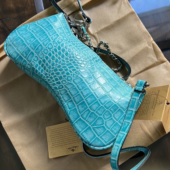 Riley Baguette Crossbody Vintage Distressed Croc Leather - Picture 11 of 12